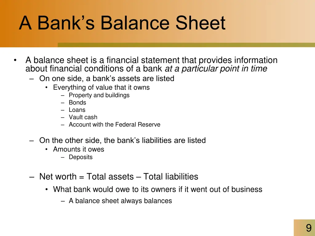 a bank s balance sheet