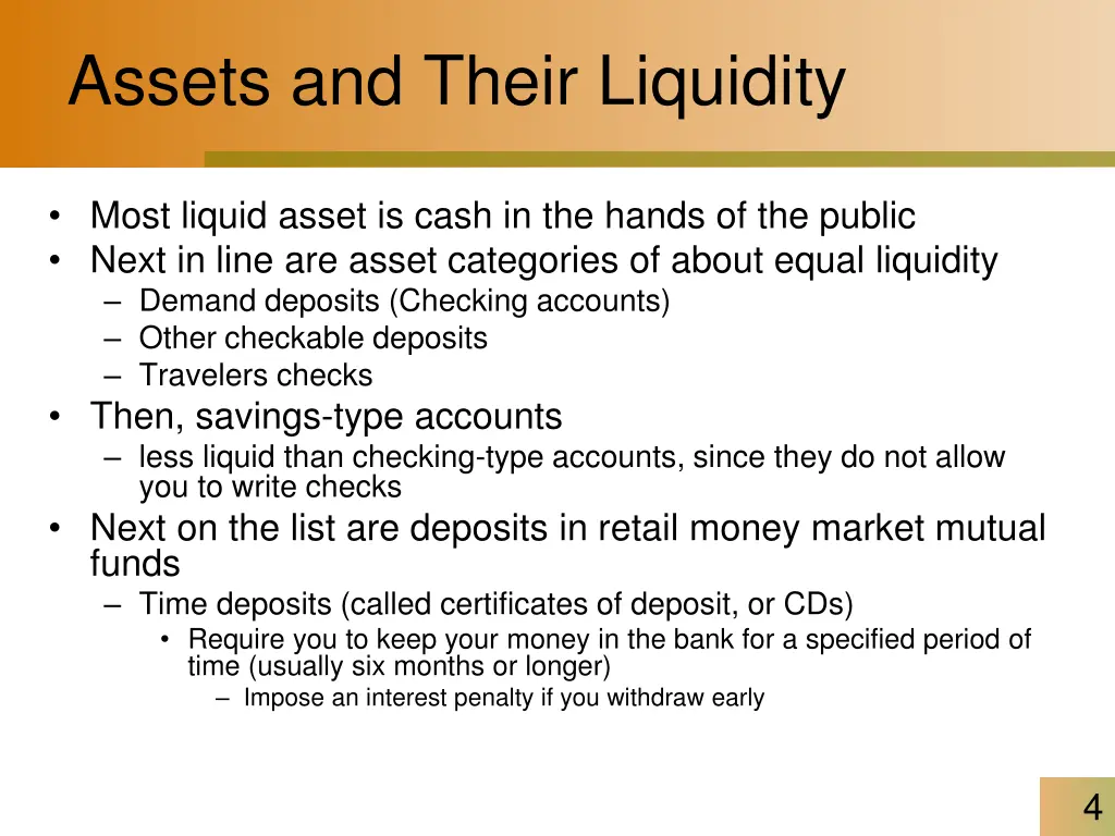 assets and their liquidity