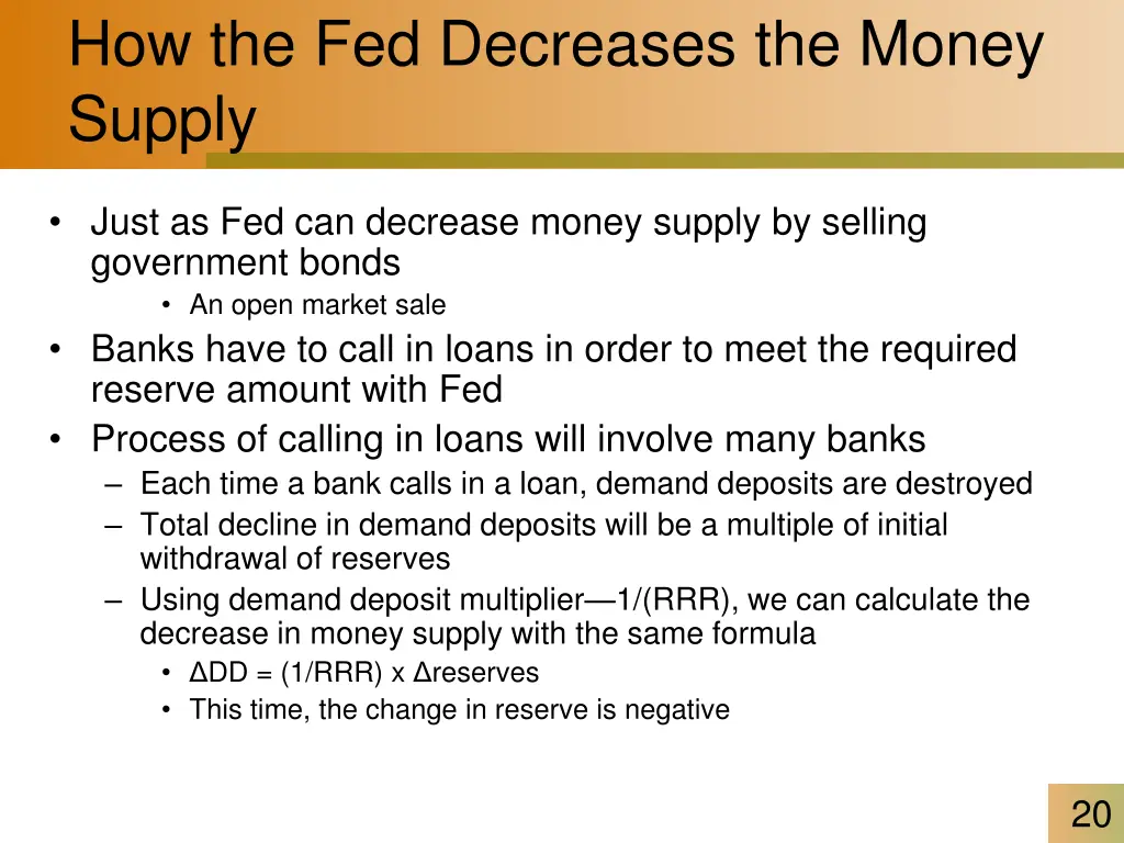 how the fed decreases the money supply