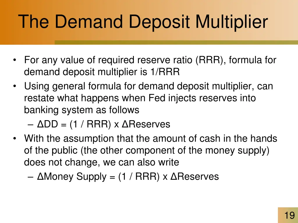 the demand deposit multiplier 1