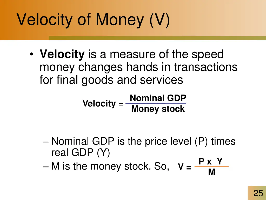 velocity of money v