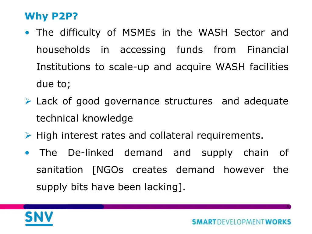 why p2p the difficulty of msmes in the wash