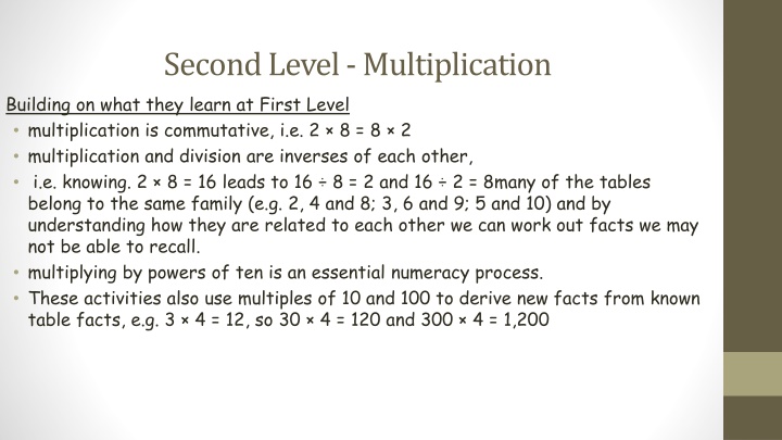 second level multiplication building on what they