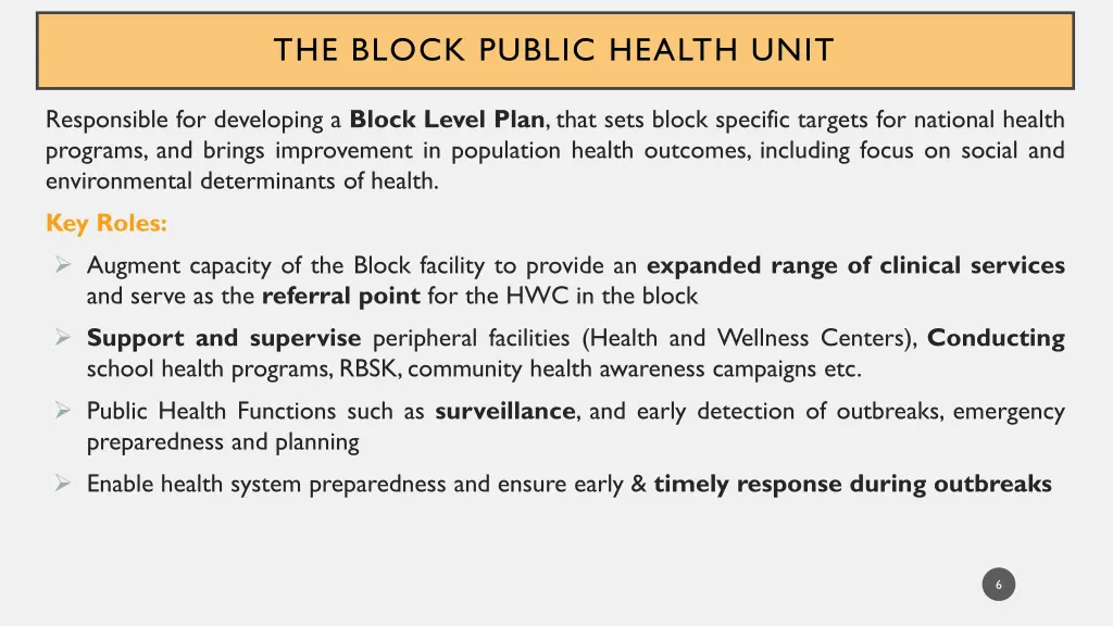 the block public health unit