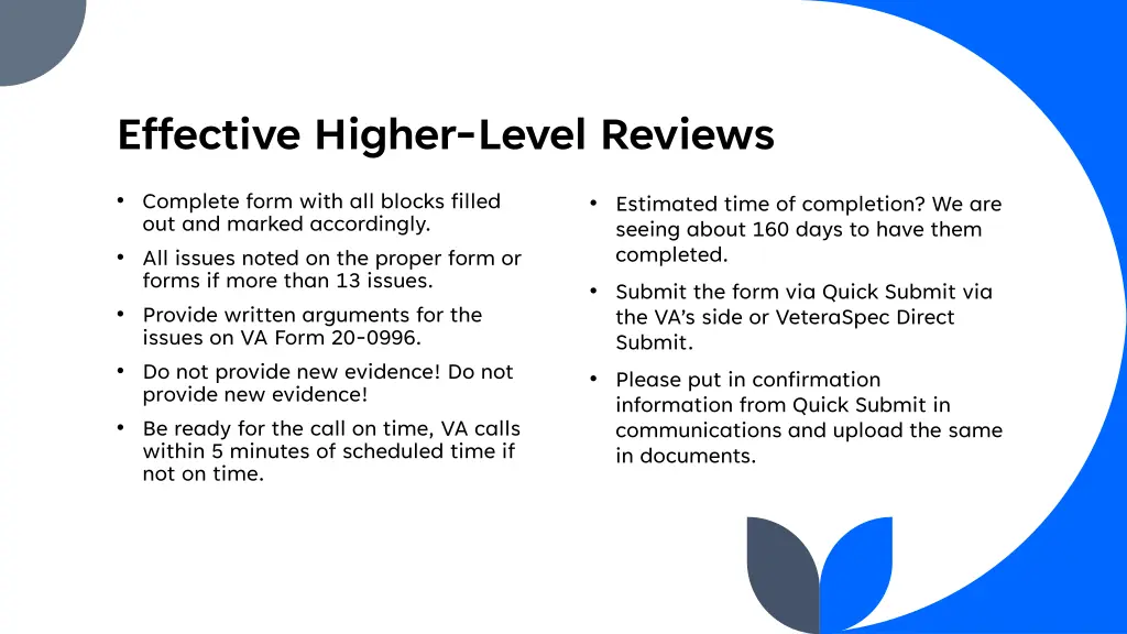 effective higher level reviews