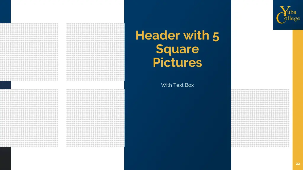 header with 5 square pictures