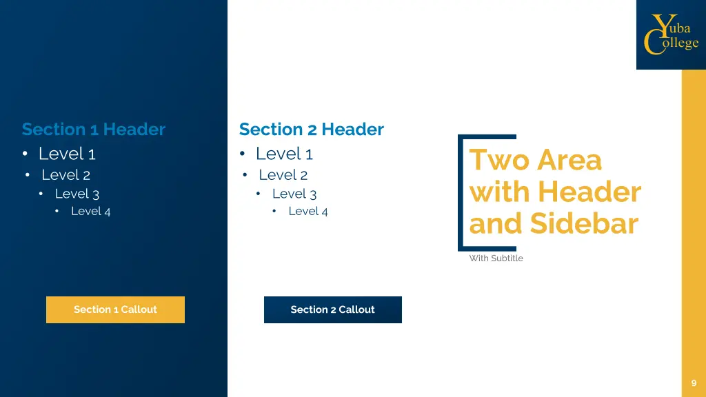 section 1 header level 1 level 2 level 3 level 4