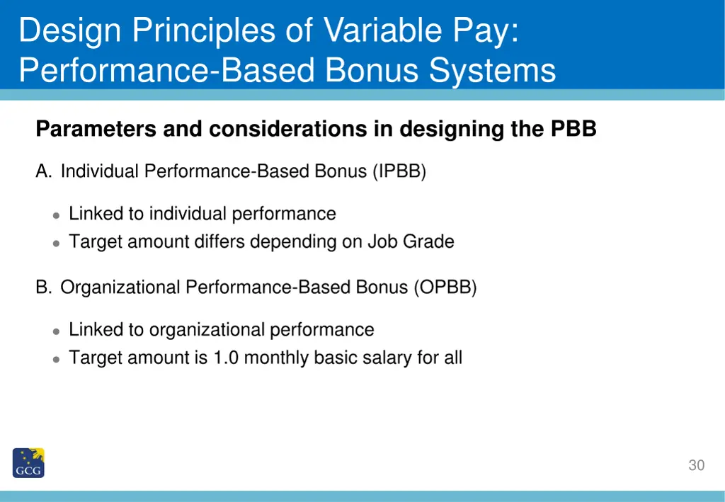 design principles of variable pay