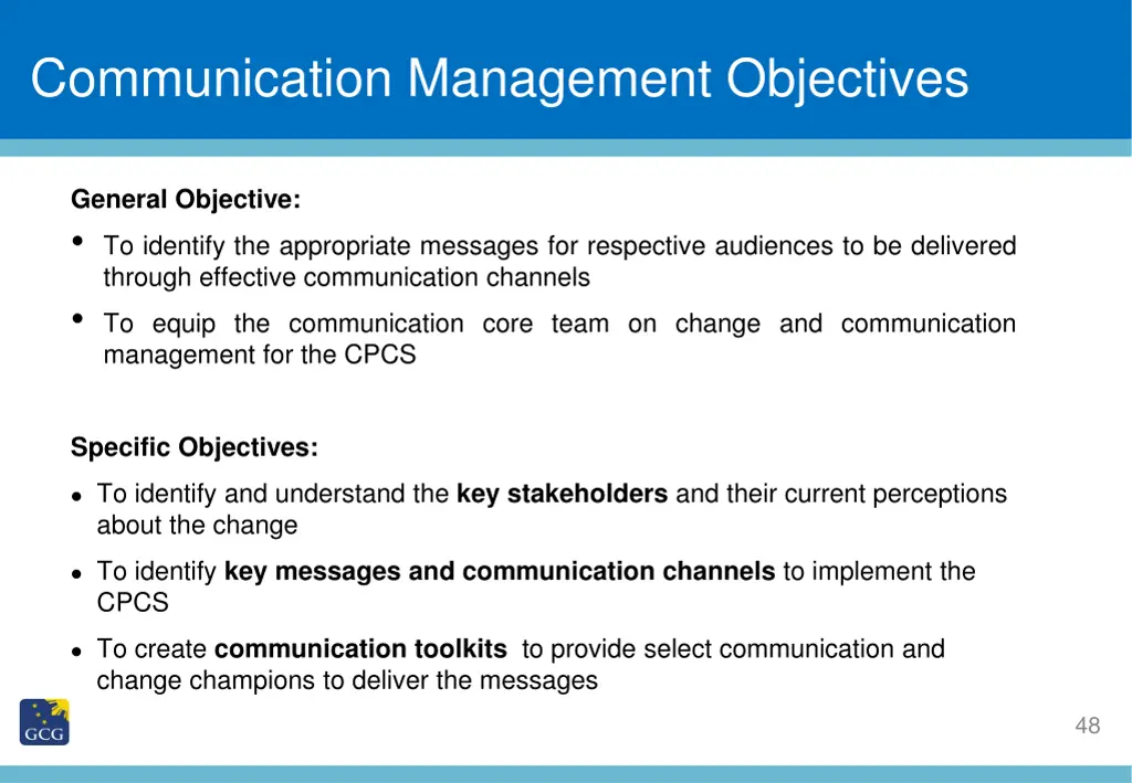 slide title communication management objectives