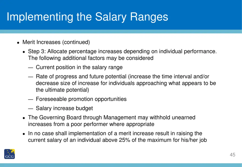 slide title implementing the salary ranges 5