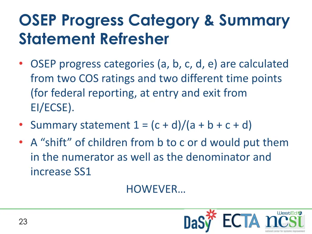 osep progress category summary statement refresher