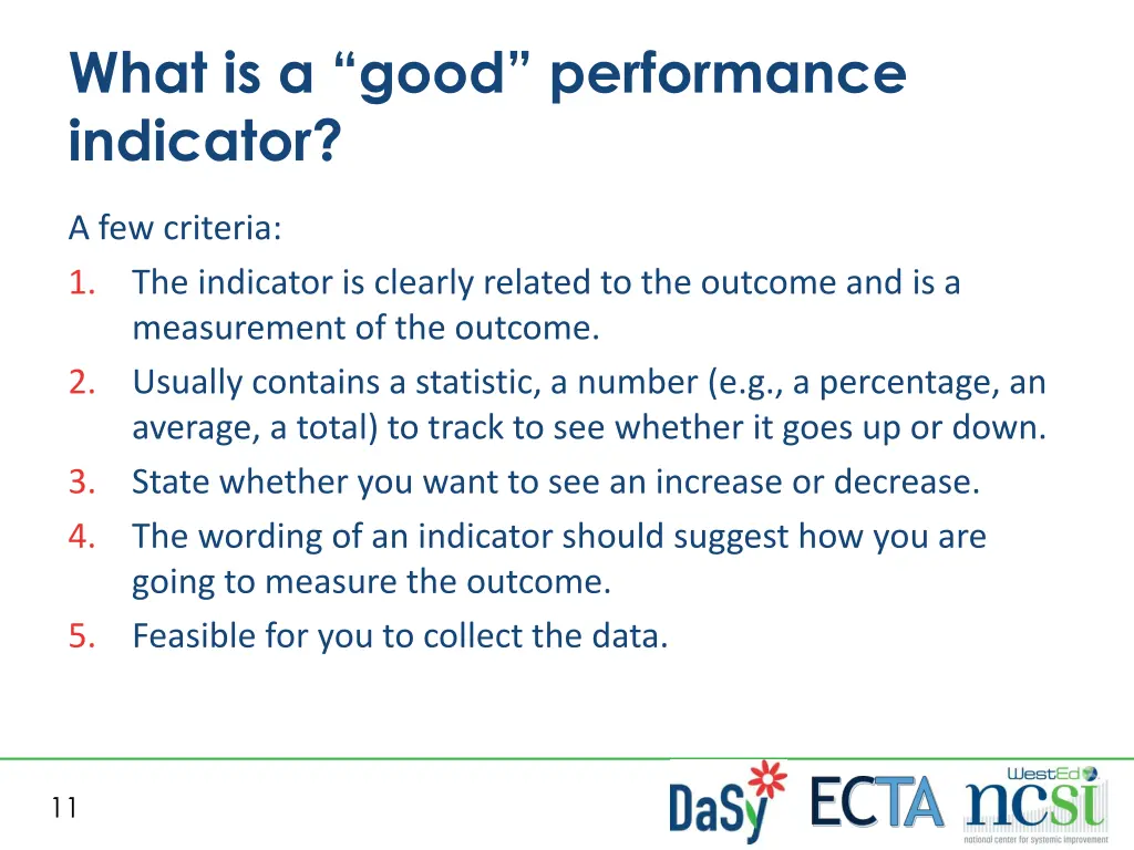 what is a good performance indicator