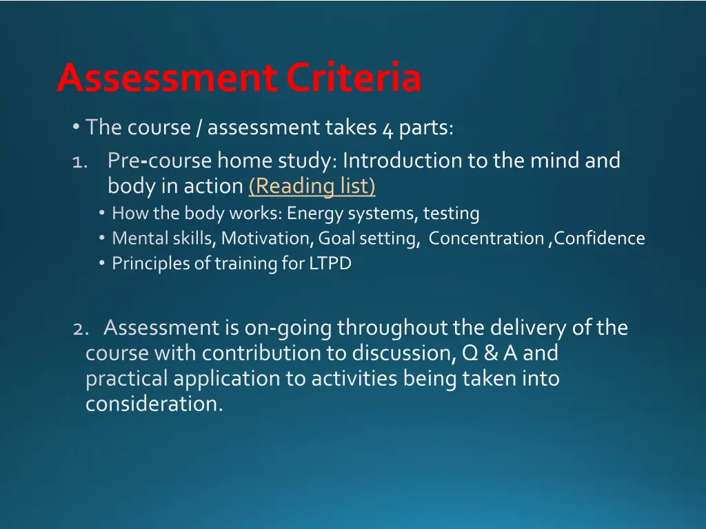 assessment criteria