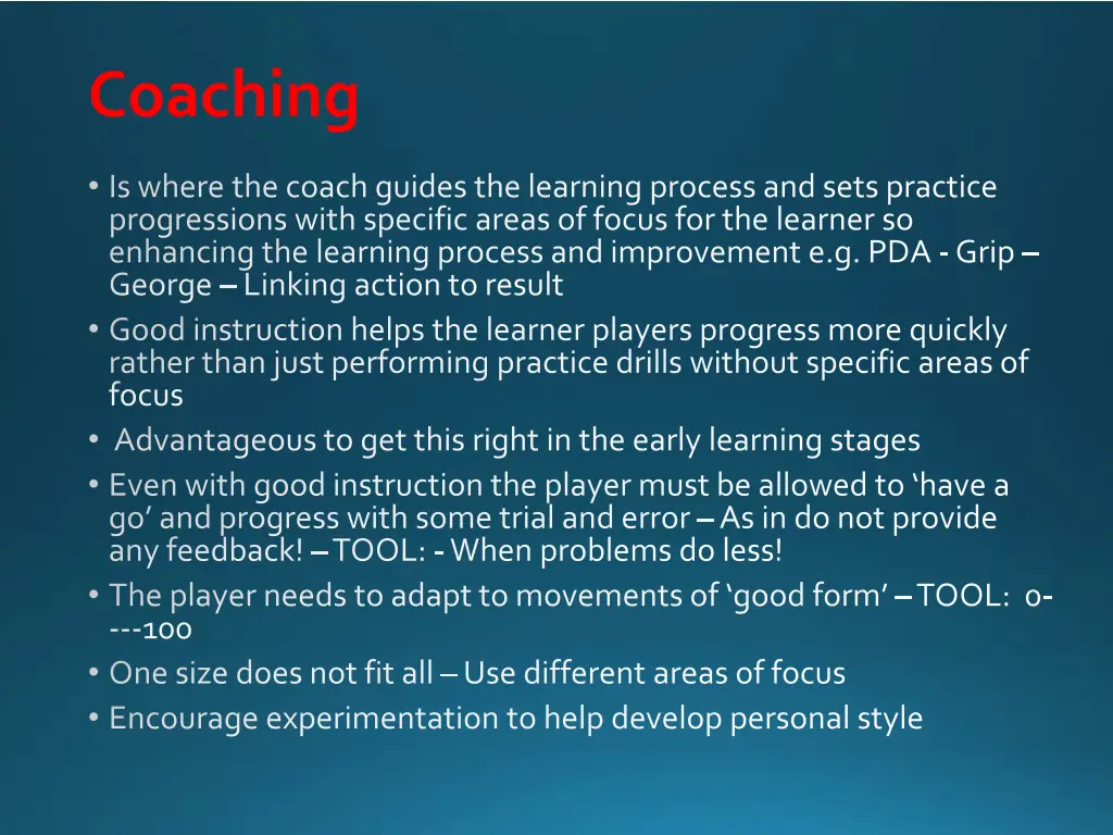 coaching