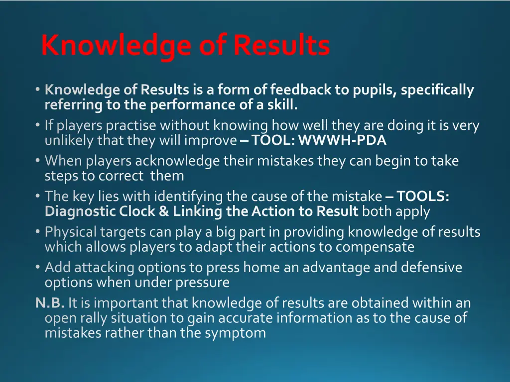 knowledge of results