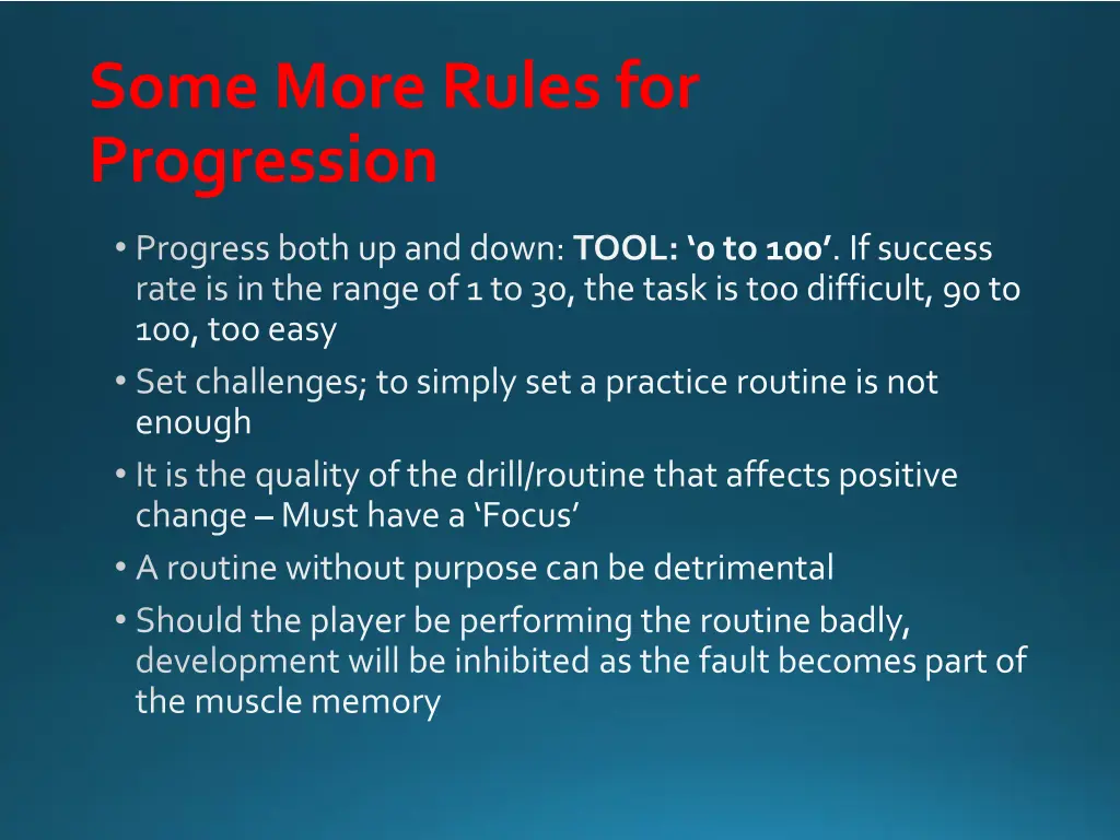 some more rules for progression