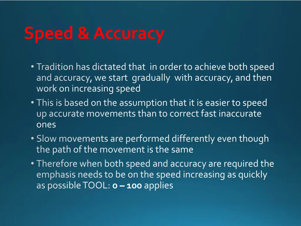 speed accuracy