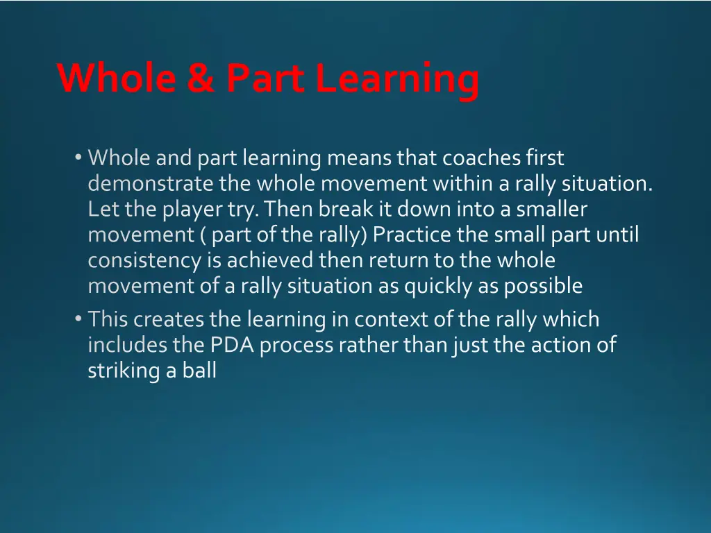 whole part learning