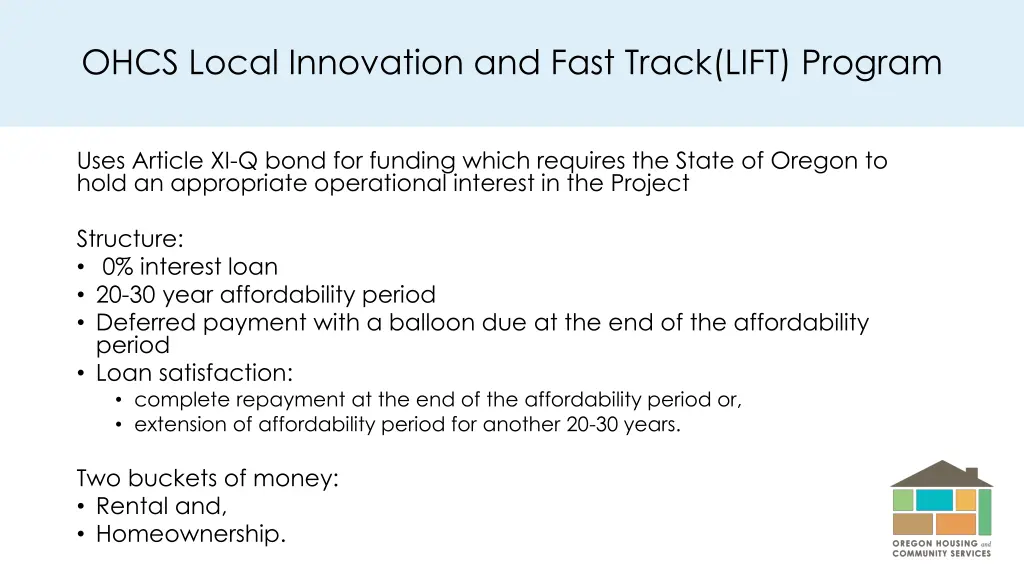 ohcs local innovation and fast track lift program