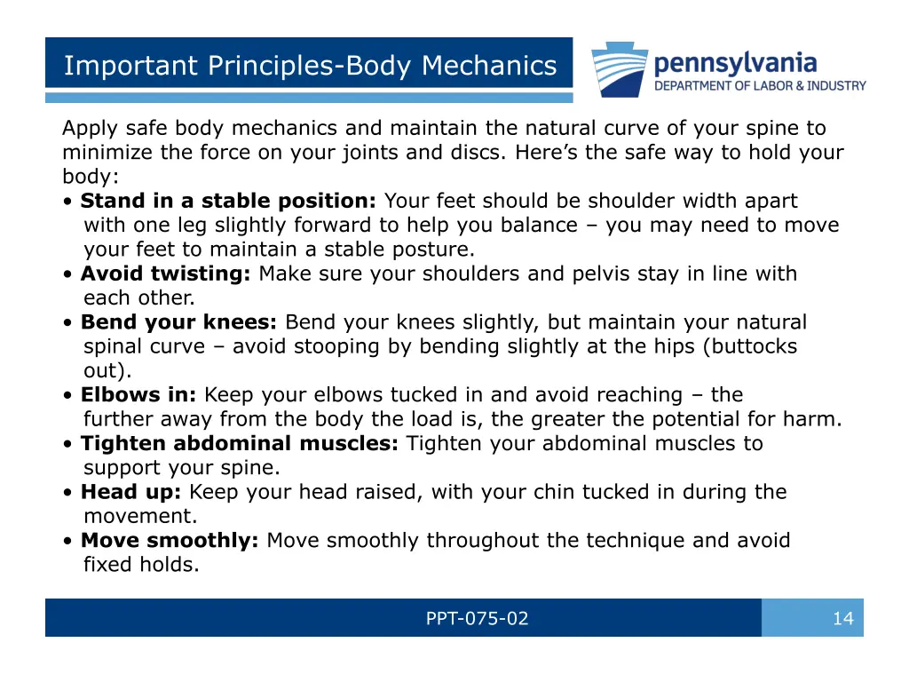 important principles body mechanics