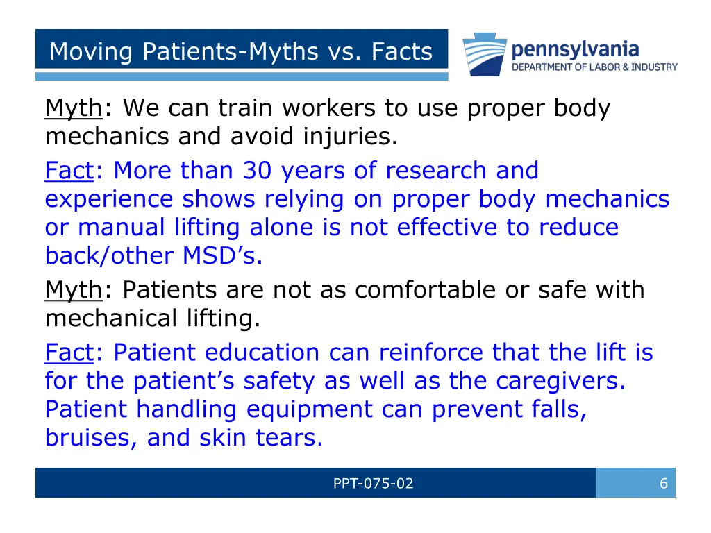 moving patients myths vs facts