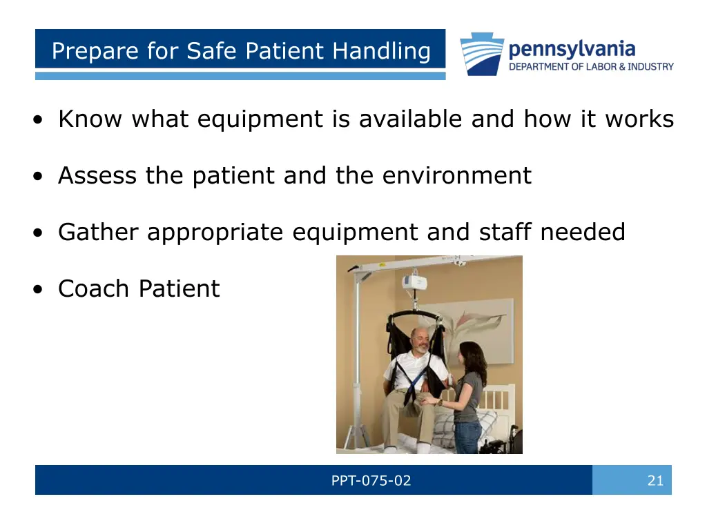 prepare for safe patient handling