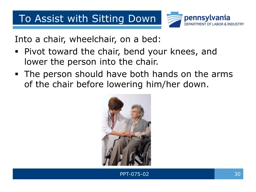 to assist with sitting down