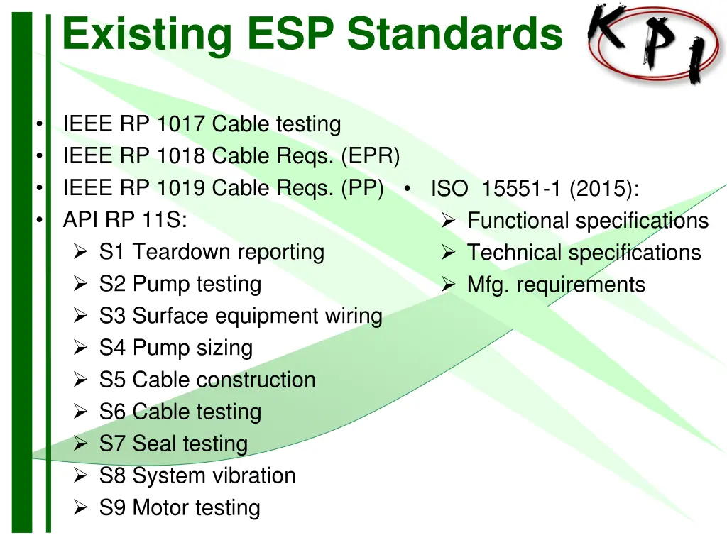 existing esp standards