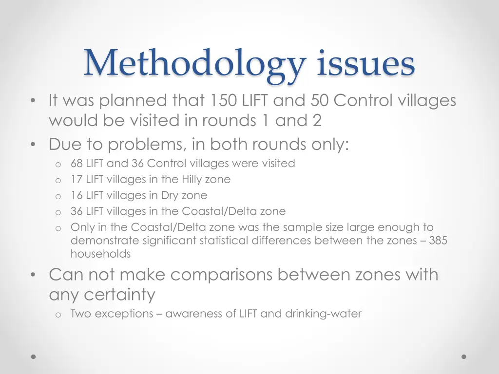 methodology issues it was planned that 150 lift