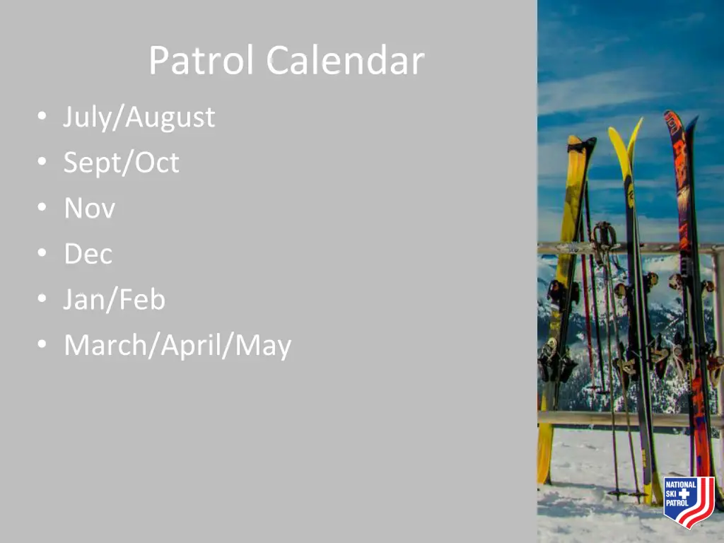 patrol calendar july august sept