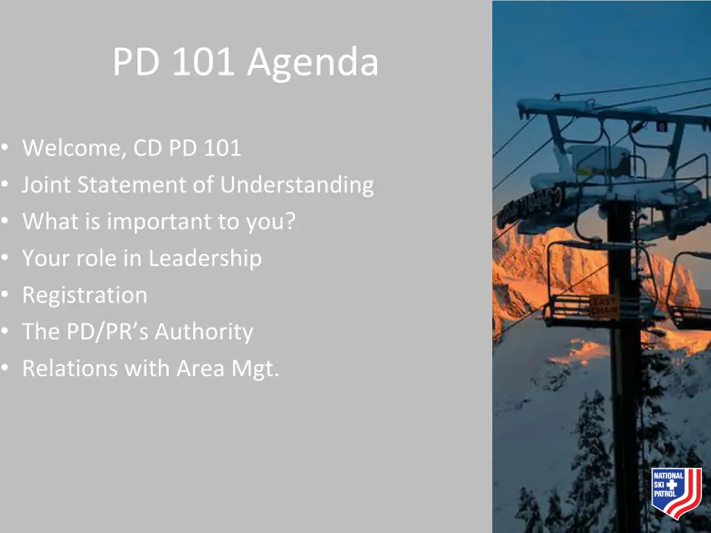 pd 101 agenda