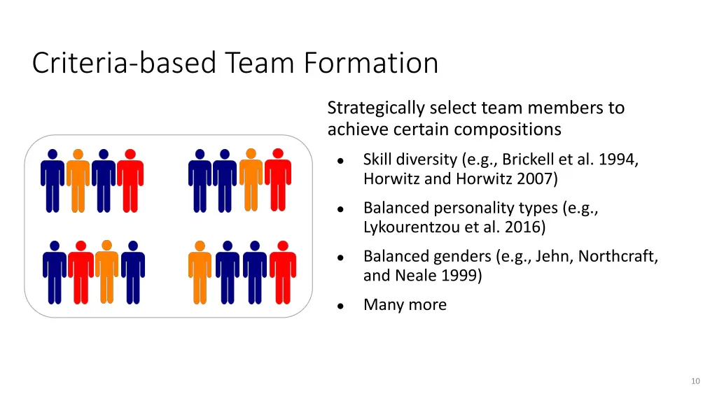 criteria based team formation