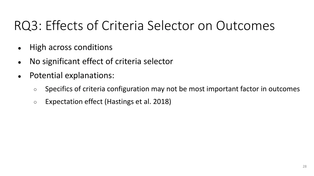 rq3 effects of criteria selector on outcomes