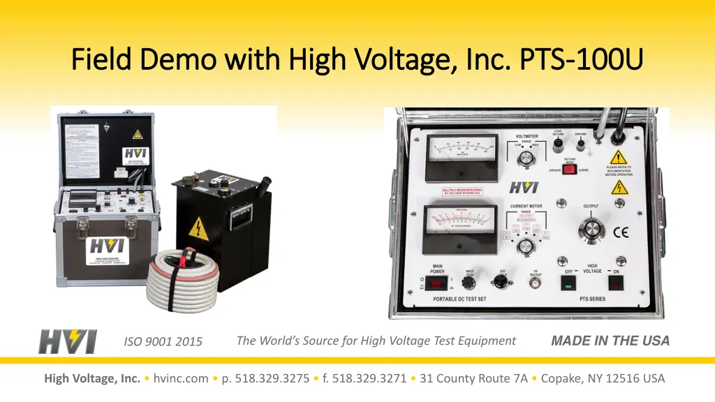 field demo with high voltage inc pts field demo