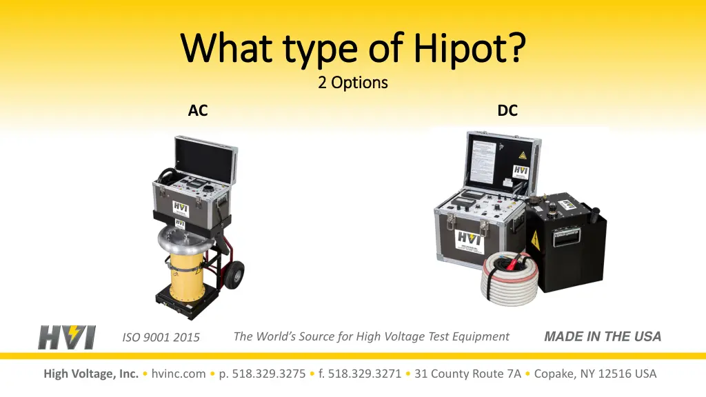 what type of hipot what type of hipot 2 options