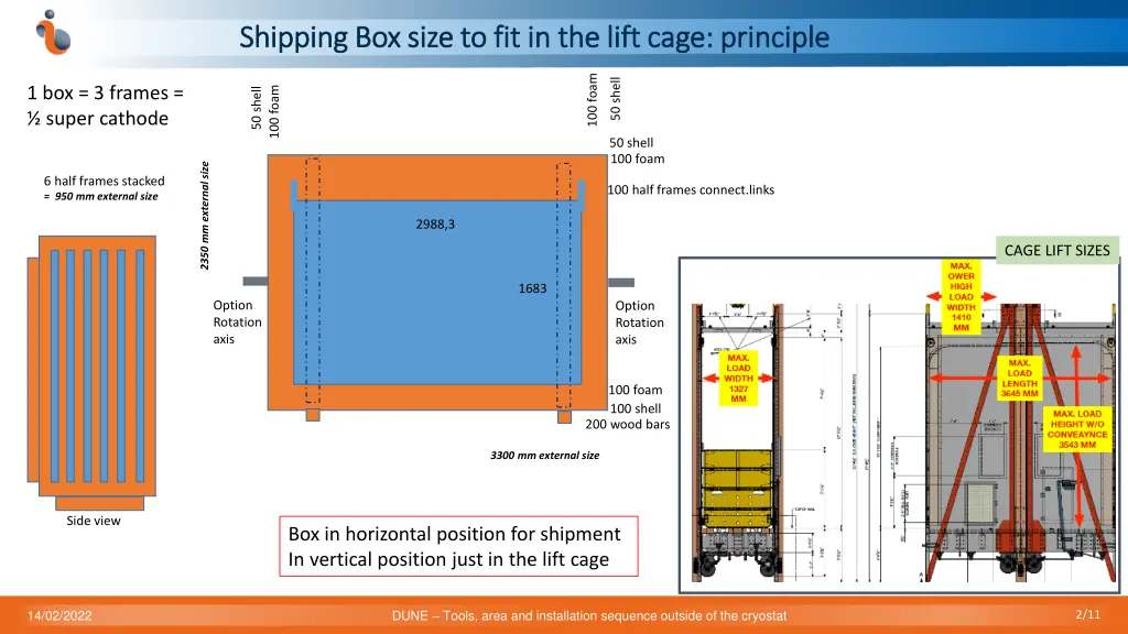 shipping box size to fit in the lift cage