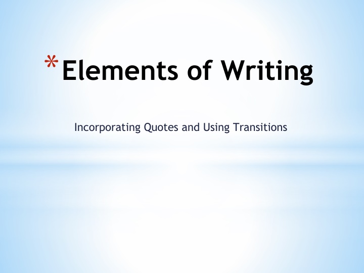 elements of writing