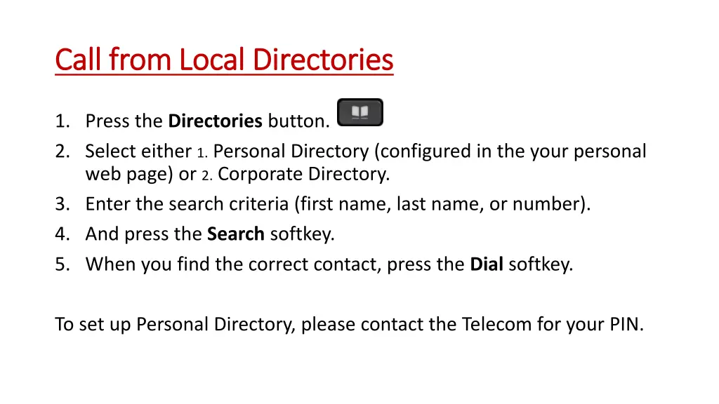 call from local directories call from local