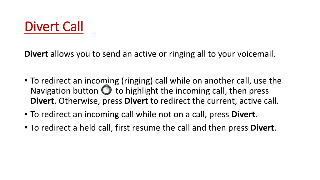 divert call divert call