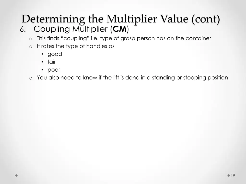 determining the multiplier value cont 6 coupling