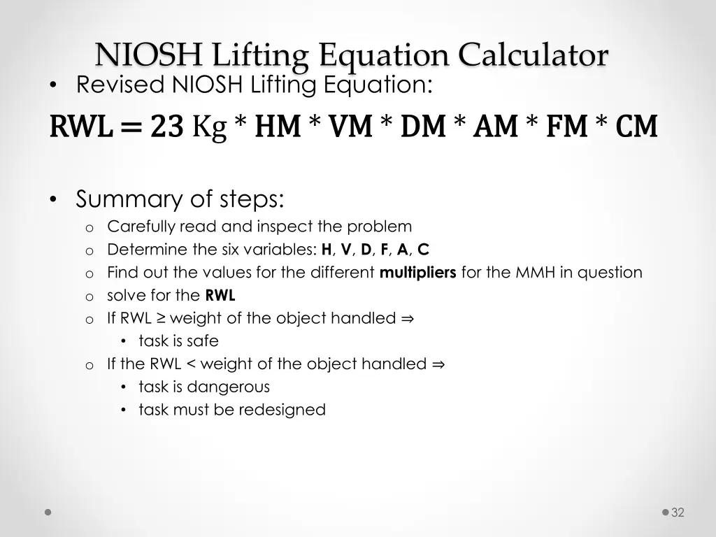 niosh lifting equation calculator revised niosh