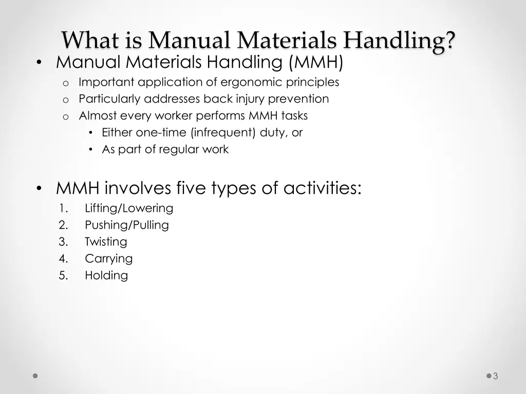 what is manual materials handling manual