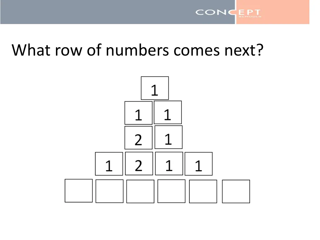 what row of numbers comes next