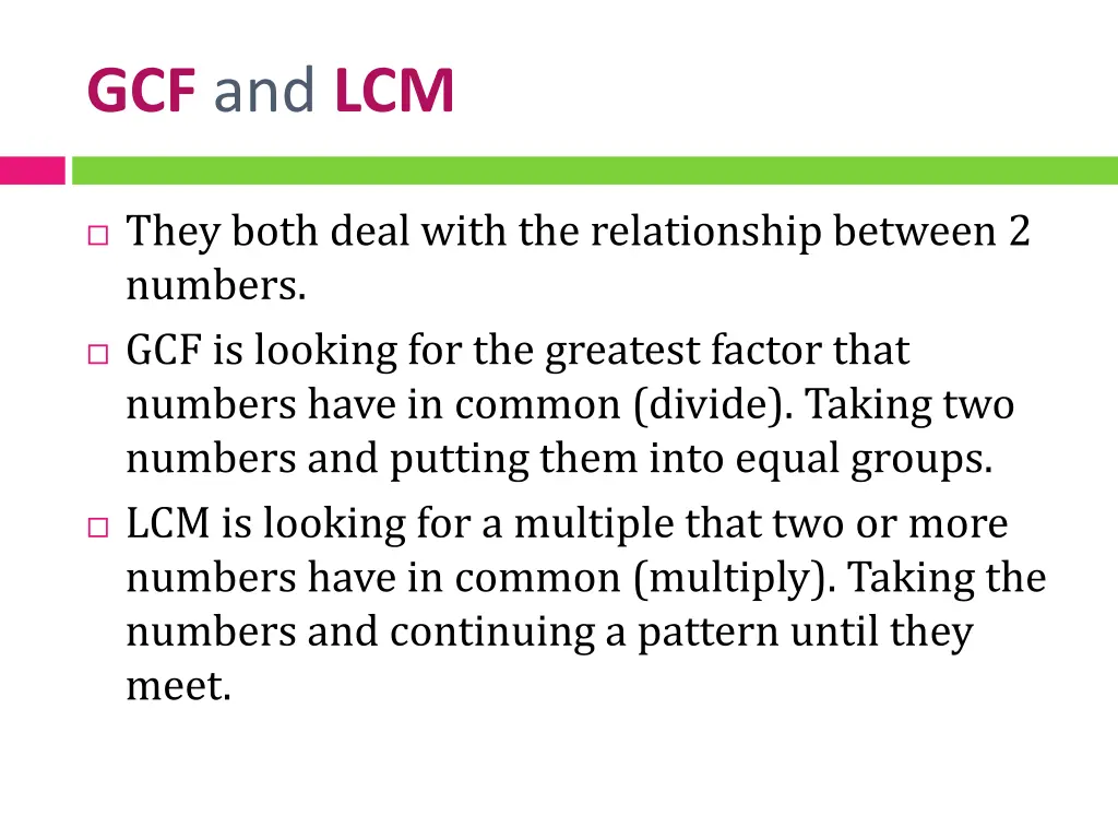 gcf and lcm