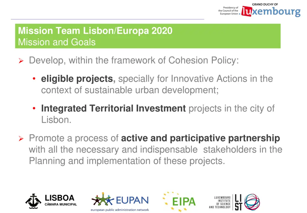 mission team lisbon europa 2020 mission and goals 1