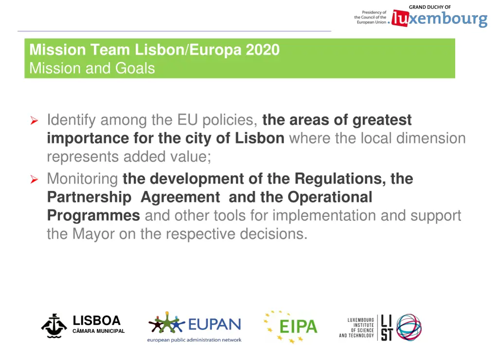 mission team lisbon europa 2020 mission and goals