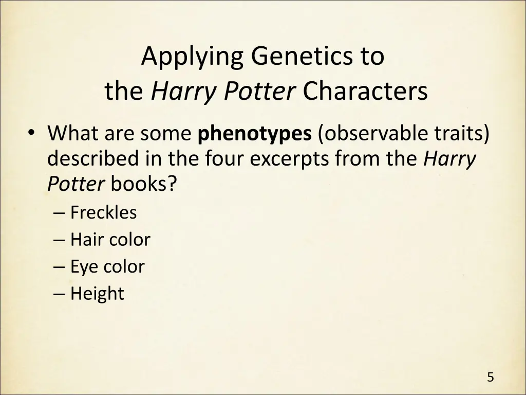 applying genetics to the harry potter characters 1