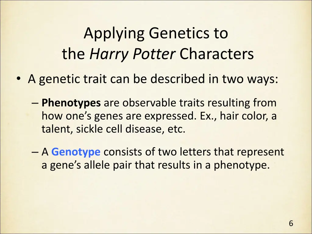 applying genetics to the harry potter characters 2