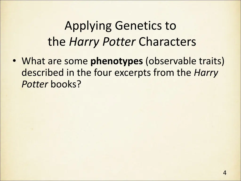 applying genetics to the harry potter characters