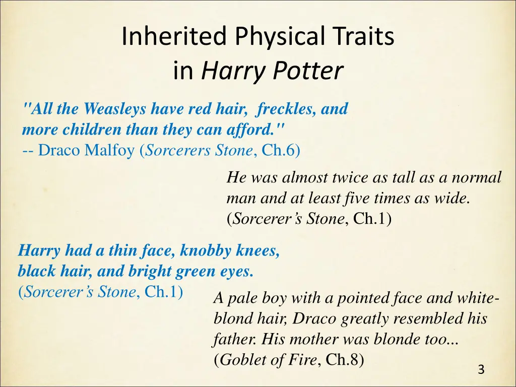 inherited physical traits in harry potter